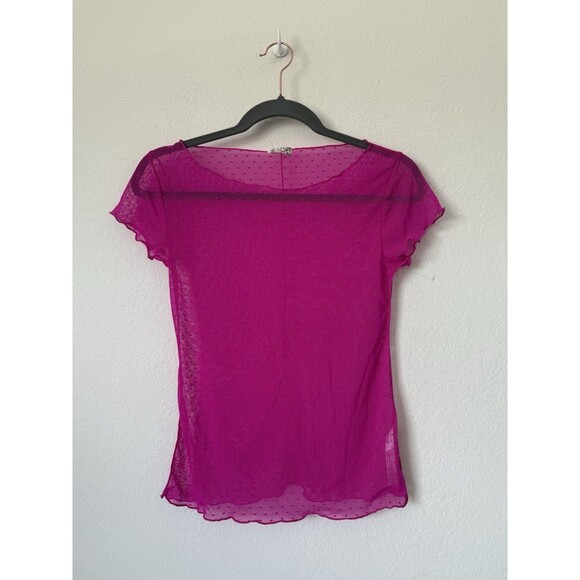 Free People Intimately SZ. S On the Dot Orchid pink  mesh Layering baby tee-NWOT - Picture 1 of 8